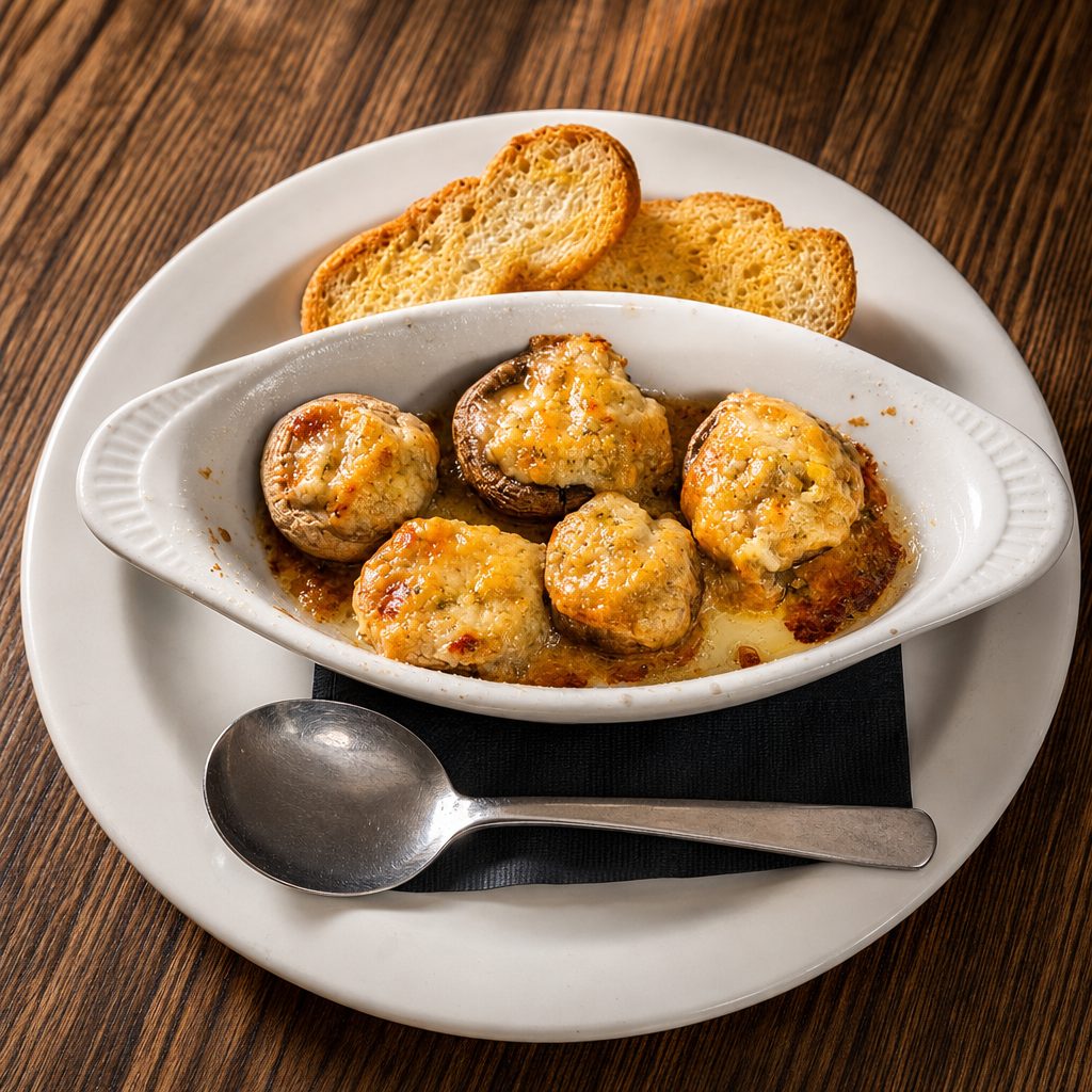 Cheddar Stuffed Mushrooms.
