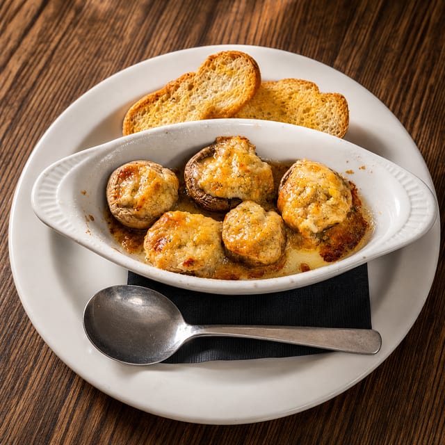 Cheddar Stuffed Mushrooms.